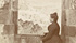Donna in abito borghese, ripresa seduta su un davanzale (del Castello di Laconi?). 